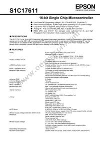 S1C17611D101000 Datasheet Cover