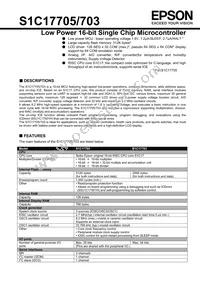 S1C17705F101100 Datasheet Cover