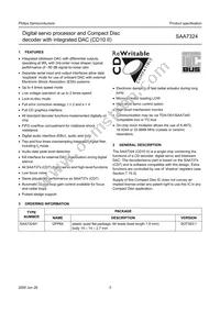 SAA7324H/M2B Datasheet Page 3