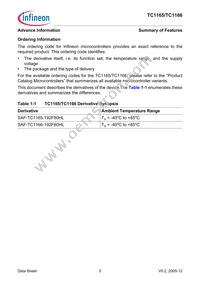SAF-TC1165-192F80HL AA Datasheet Page 9