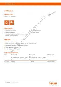 SFH 203 Datasheet Cover