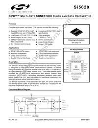 SI5020-B-GMR Datasheet Cover