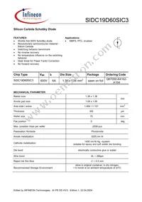 SIDC19D60SIC3 Datasheet Cover