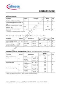 SIDC20D60C6 Datasheet Page 2