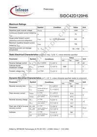 SIDC42D120H6X1SA3 Datasheet Page 2