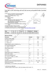 SKP04N60XKSA1 Datasheet Cover