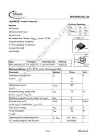 SPD30N03S2L-20 Datasheet Cover