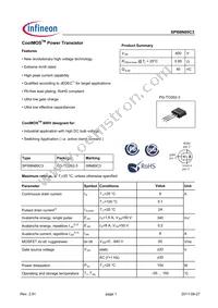 SPI08N80C3 Datasheet Cover