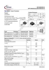SPI100N03S2-03 Datasheet Cover