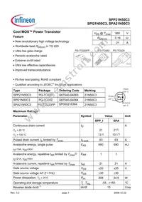 SPI21N50C3HKSA1 Datasheet Cover