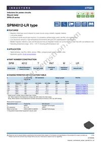 SPM4012T-1R0M-LR Datasheet Cover