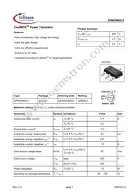 SPN02N60C3 E6433 Datasheet Cover