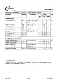 SPN02N60S5 Datasheet Page 3