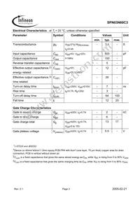 SPN03N60C3 Datasheet Page 3