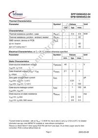 SPP100N04S2-04 Datasheet Page 2