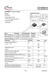 SPP100N06S2-05 Datasheet Cover