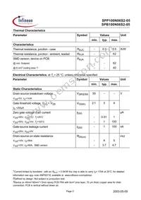 SPP100N06S2-05 Datasheet Page 2