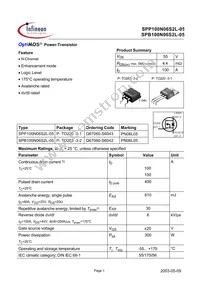 SPP100N06S2L-05 Datasheet Cover