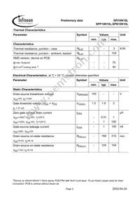 SPP10N10L Datasheet Page 2