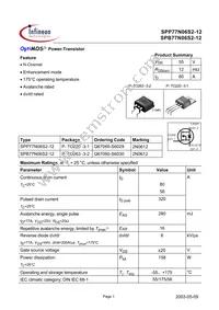 SPP77N06S2-12 Datasheet Cover
