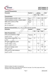 SPP77N06S2-12 Datasheet Page 2