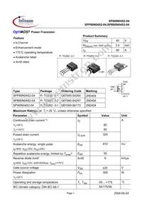 SPP80N04S2-04 Datasheet Cover