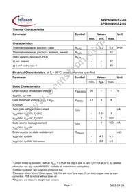 SPP80N06S2-05 Datasheet Page 2