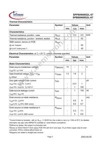 SPP80N08S2L-07 Datasheet Page 2