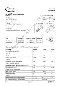 SPP80N10L Datasheet Cover