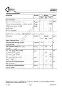 SPP80N10L Datasheet Page 2