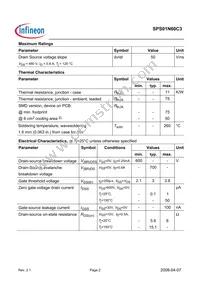 SPS01N60C3 Datasheet Page 2