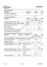 SPS02N60C3 Datasheet Page 2