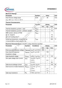 SPS02N60C3BKMA1 Datasheet Page 2