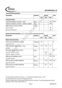 SPU30N03S2L-10 Datasheet Page 2