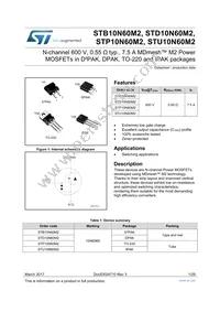 STB10N60M2 Datasheet Cover