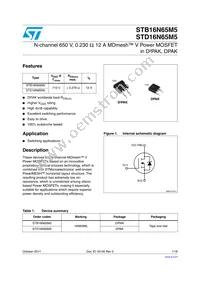 STB16N65M5 Datasheet Cover