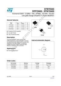 STB75N20 Datasheet Cover