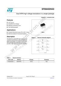 STD845DN40 Datasheet Cover