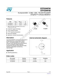 STF20NF06 Datasheet Cover