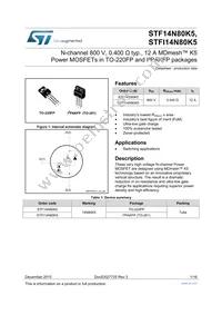 STFI14N80K5 Datasheet Cover