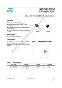 STGP19NC60SD Datasheet Cover