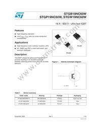 STGP19NC60W Datasheet Cover