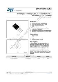 STGW10M65DF2 Datasheet Cover