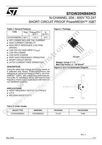 STGW20NB60KD Datasheet Cover