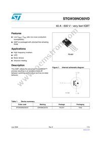 STGW39NC60VD Datasheet Cover