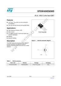 STGW45NC60WD Datasheet Cover
