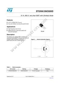 STGWA19NC60HD Datasheet Cover