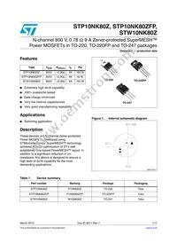 STP10NK80ZFP Datasheet Cover