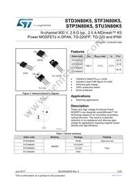 STP3N80K5 Datasheet Cover