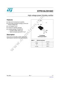 STPS10LCD100CFP Datasheet Cover